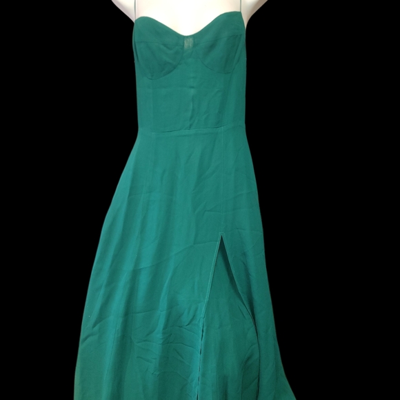 Women Reformation Emerald  Julliette Spaghetti Strap Sweet Heart Slit Dress 4 - Picture 3 of 13